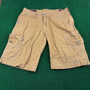 Rock Revival Mens Tan Straight Cargo Shorts Size 34 RR8B61BST Embellished